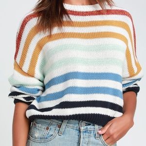 Lulu’s Charli blue multi striped knit sweater